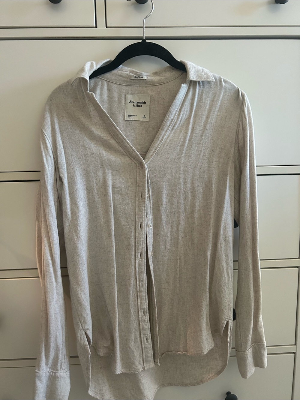 Abercrombie & Fitch Beige Button-Down Women's Boyfriend Top